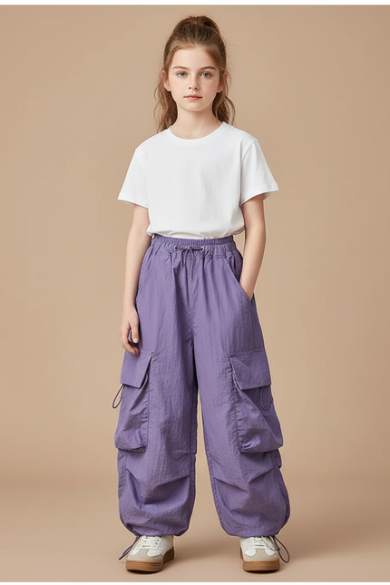 Pantalon Cargo Fille Violet Parachute - Polyester