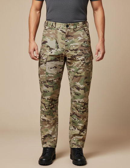 Pantalon Cargo Militaire Camouflage Tactique Multipoches Homme - Multicolore Toile