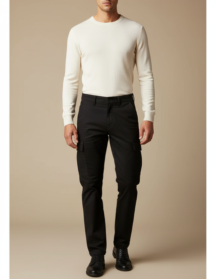 Pantalon Cargo Relaxed Fit - Noir Coton