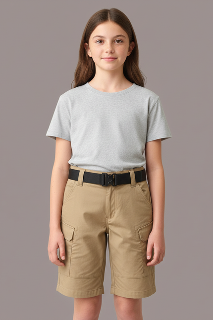 Pantalon Cargo Kaki Enfant Tactique Ceinture Noire - Toile