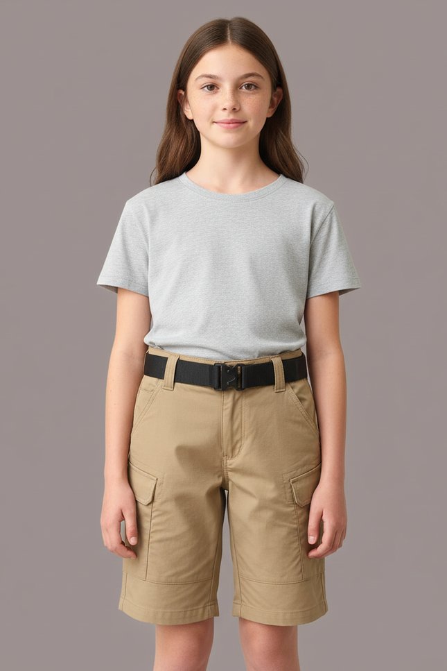 Pantalon Cargo Kaki Enfant Tactique Ceinture Noire - Toile
