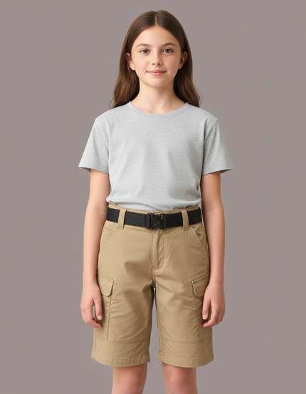 Pantalon Cargo Kaki Enfant Tactique Ceinture Noire - Toile