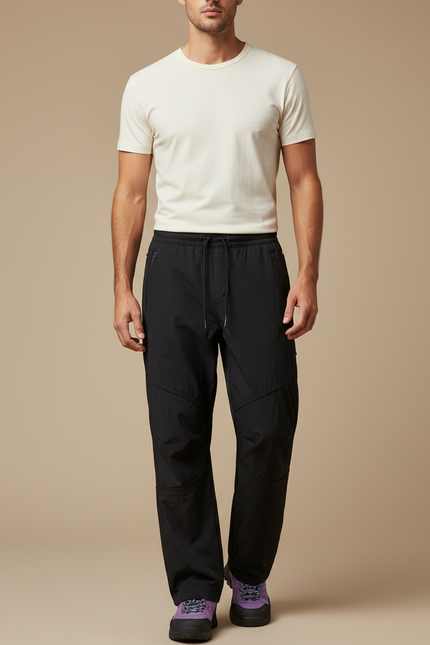 Pantalon Cargo Noir Homme Léger Décontracté Sport - Polyester