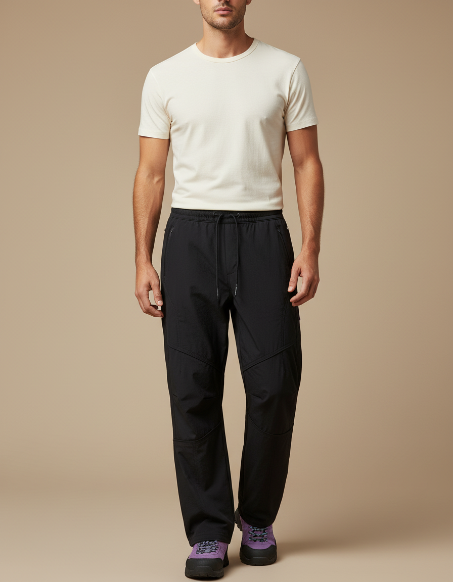 Pantalon Cargo Noir Homme Léger Décontracté Sport - Polyester
