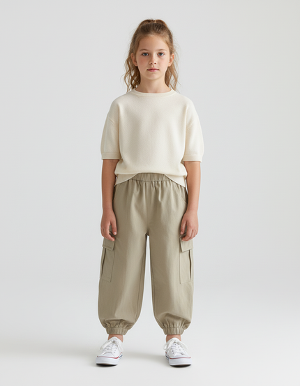 Pantalon Cargo Beige Ample Coton Enfant