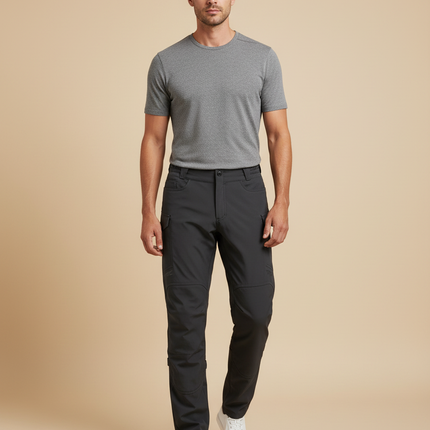 Pantalon Cargo Homme Gris Anthracite Décontracté Multipoches - Polyester