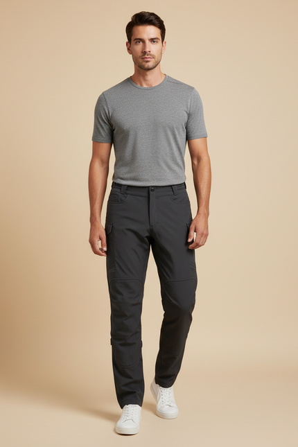 Pantalon Cargo Homme Gris Anthracite Décontracté Multipoches - Polyester