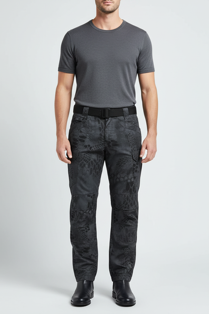 Pantalon Cargo Camouflage Gris Foncé Tactique Multipoches - Toile