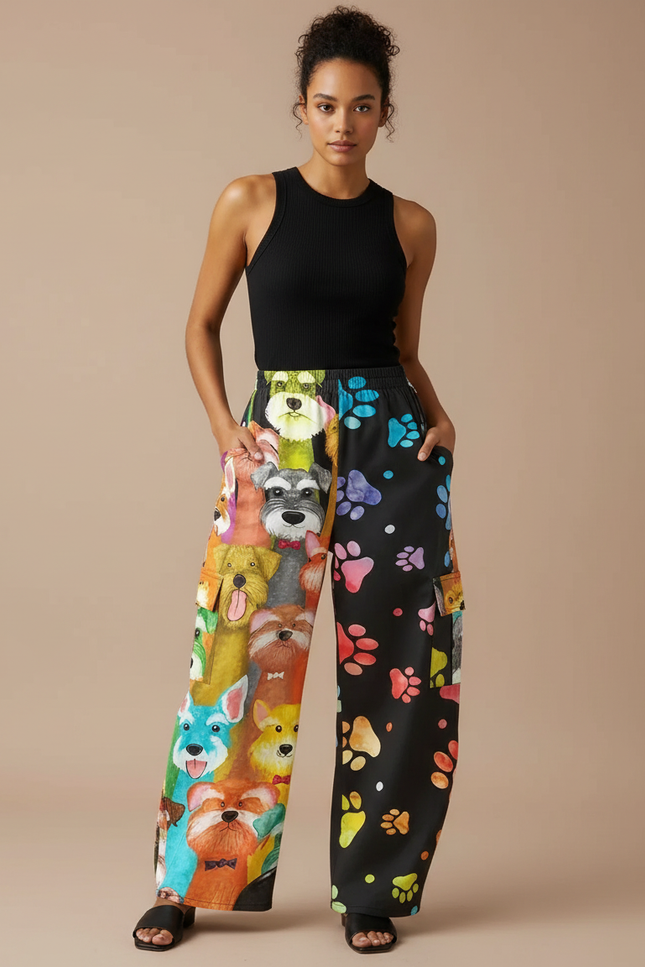 Pantalon Cargo Imprimé - Multicolore Polyester