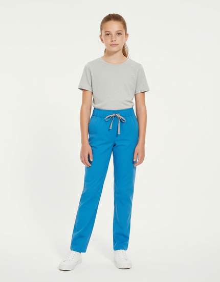 Pantalon Cargo Bleu Cordon Ample Enfant - Polyester