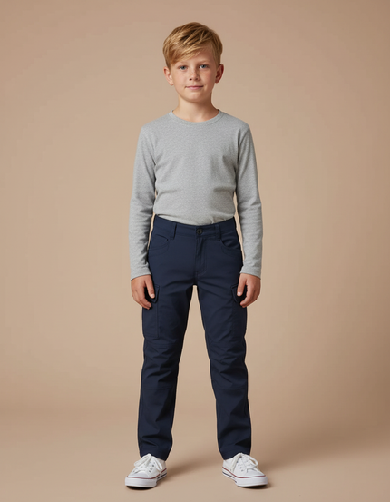Pantalon Cargo Bleu Marine Enfant Coton Multi-Poches