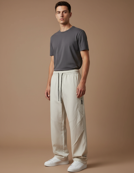 Pantalon Cargo Beige Droit Maille Décontracté Homme