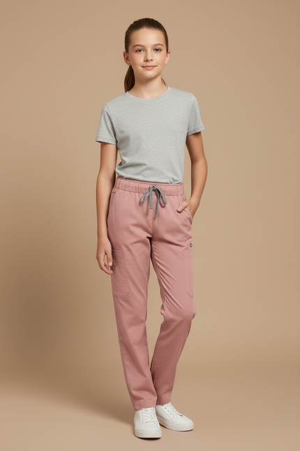 Pantalon Cargo Rose Coton Ample Décontracté Enfant
