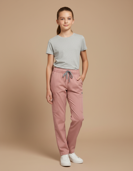 Pantalon Cargo Rose Coton Ample Décontracté Enfant