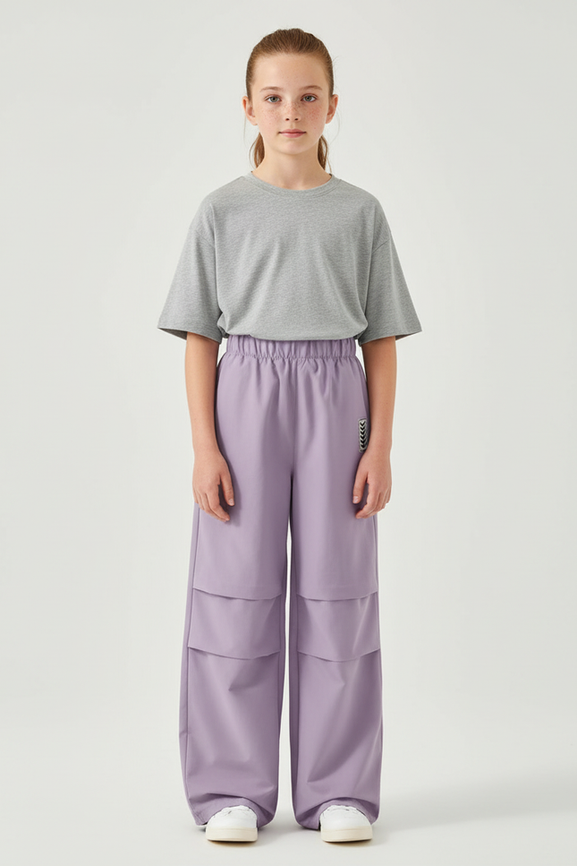 Pantalon Cargo Violet Ample Molleton Enfant