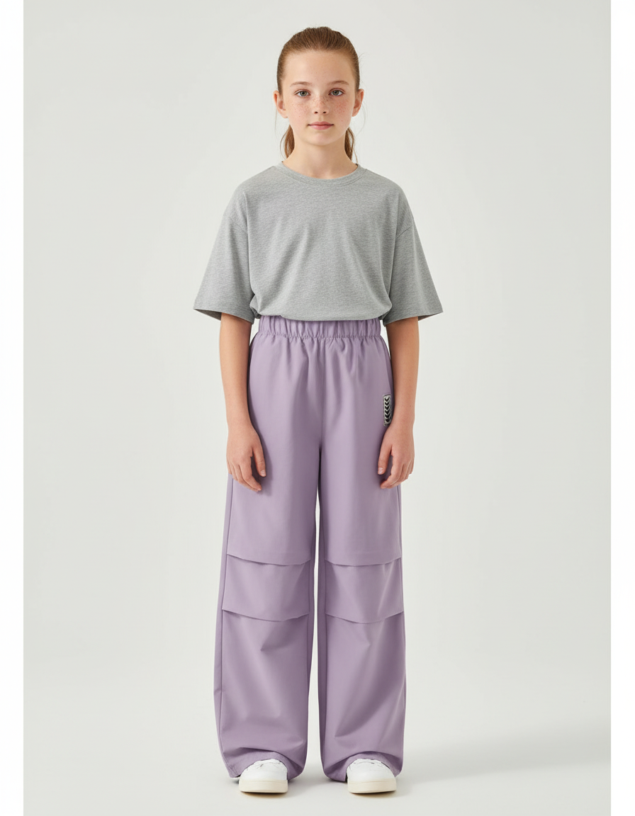 Pantalon Cargo Violet Ample Molleton Enfant