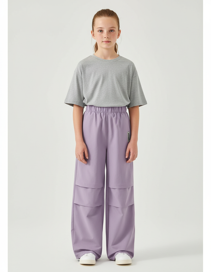 Pantalon Cargo Violet Ample Molleton Enfant
