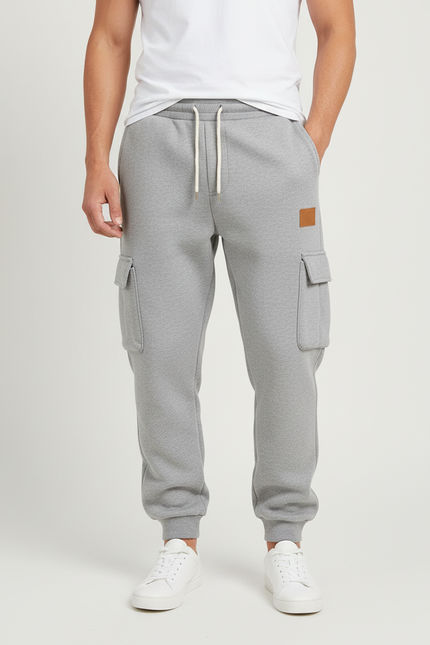 Pantalon Cargo Gris Jogging Ample Décontracté Homme - Molleton