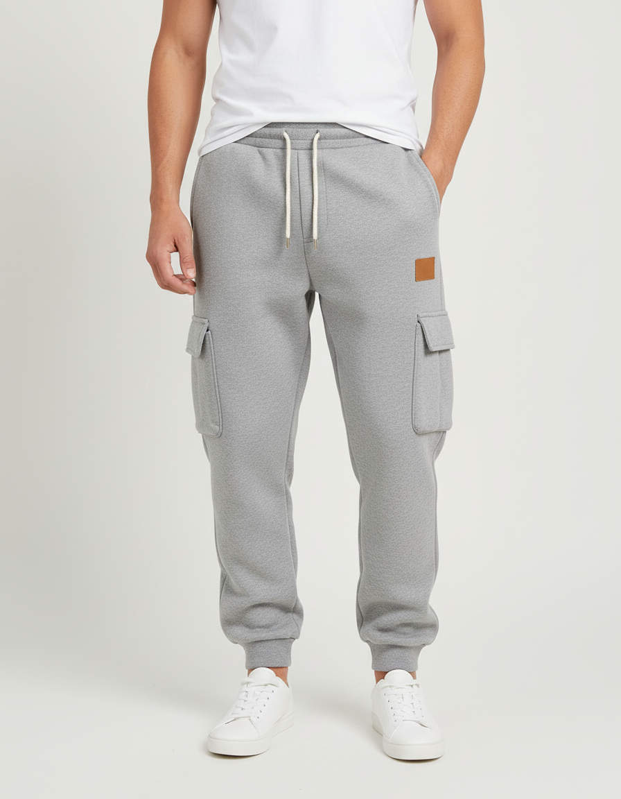 Pantalon Cargo Gris Jogging Ample Décontracté Homme - Molleton