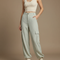 Pantalon Cargo Vert Ample Cordon Fluide Femme - Viscose