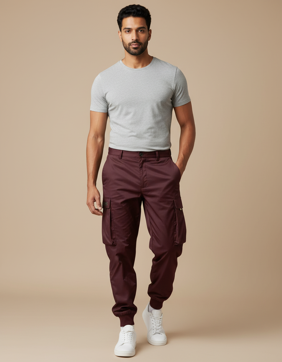 Pantalon Cargo Bordeaux Homme - Polyester