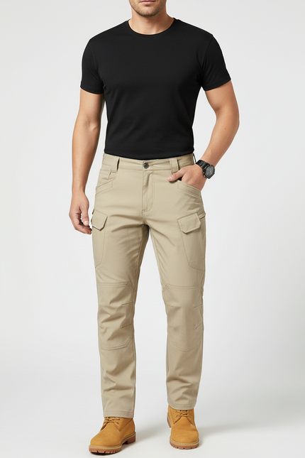 Pantalon Cargo Beige Tactique Multipoches Résistant Homme - Toile
