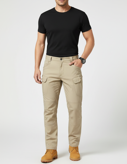 Pantalon Cargo Beige Tactique Multipoches Résistant Homme - Toile