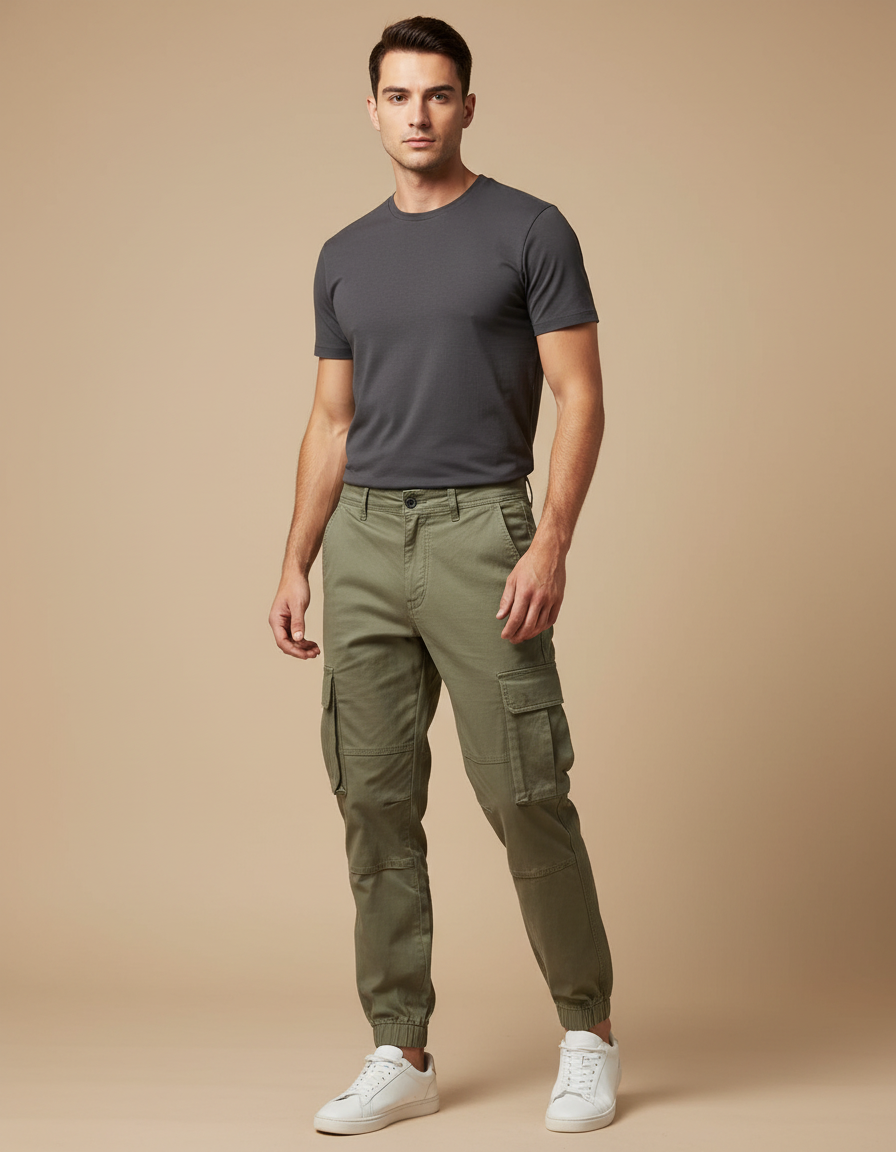Pantalon Cargo Olive - Kaki Toile