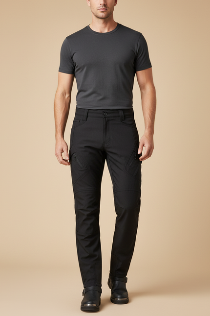 Pantalon Moto Cargo Kevlar - Noir Polyester