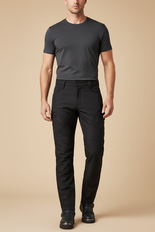 Pantalon Moto Cargo Kevlar - Noir Polyester