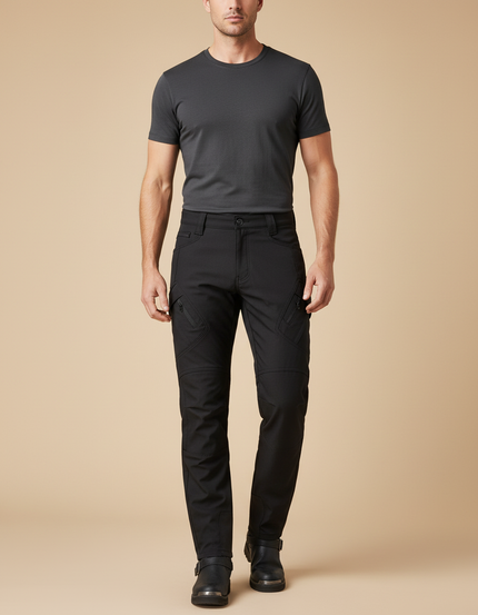 Pantalon Moto Cargo Kevlar - Noir Polyester