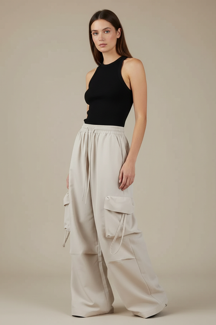 Pantalon Cargo Chic - Beige Gabardine