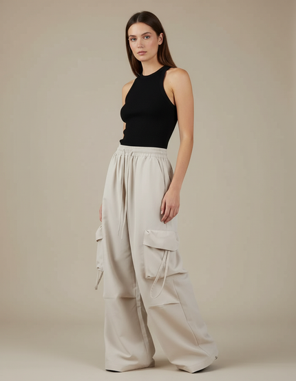 Pantalon Cargo Chic - Beige Gabardine