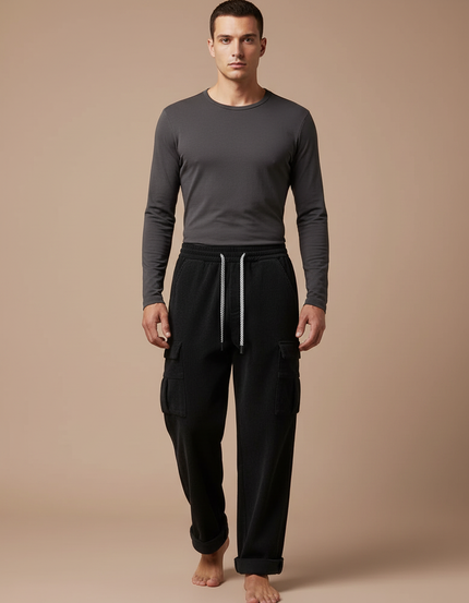 Pantalon Velour Cargo Homme - Noir Cordé