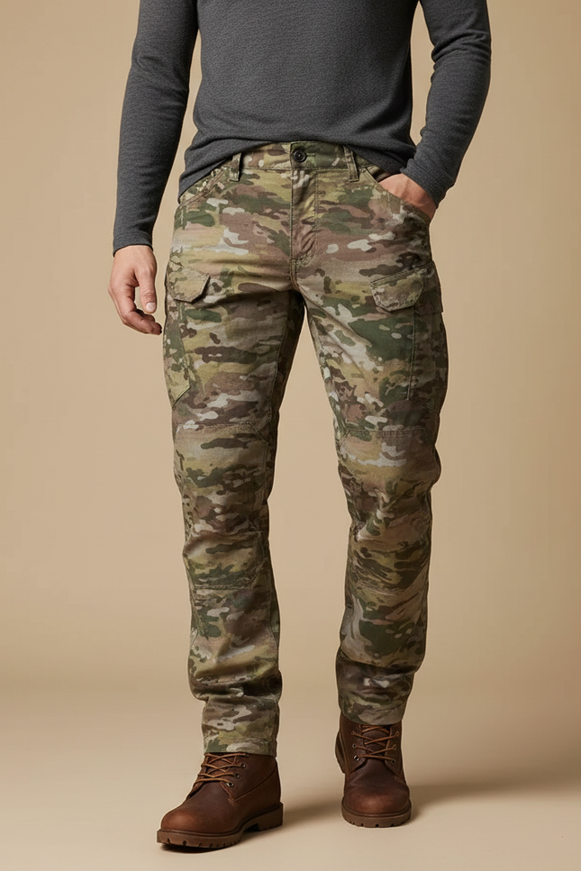 Pantalon Cargo Camouflage Militaire Multipoches Résistant Homme - Multicolore Toile