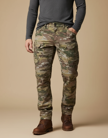 Pantalon Cargo Camouflage Militaire Multipoches Résistant Homme - Multicolore Toile