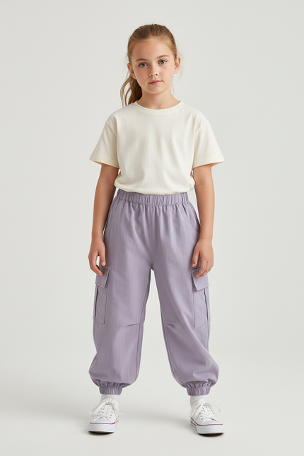 Pantalon Cargo Violet Ample Coton Enfant
