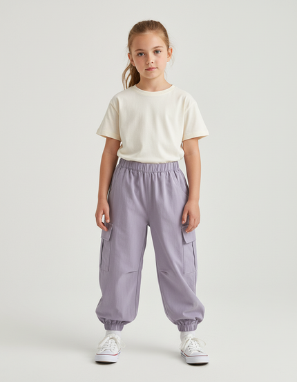 Pantalon Cargo Violet Ample Coton Enfant