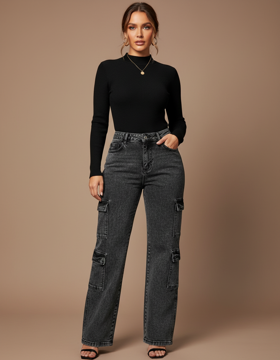 Pantalon Cargo Plus Size - Gris Jean