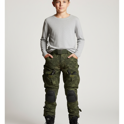 Pantalon Cargo Camouflage Militaire Tactique Multipoches Genouillères - Vert Toile