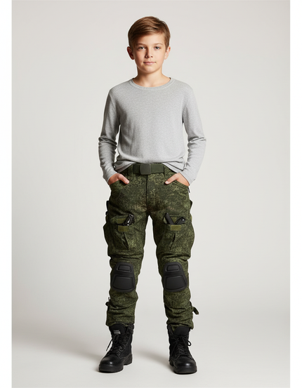 Pantalon Cargo Camouflage Militaire Tactique Multipoches Genouillères - Vert Toile