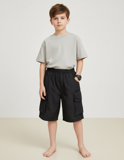 Pantalon Cargo Noir Décontracté Garçon Coton - Polyester