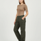 Pantalon Cargo Femme Vert Olive Droit - Kaki Gabardine
