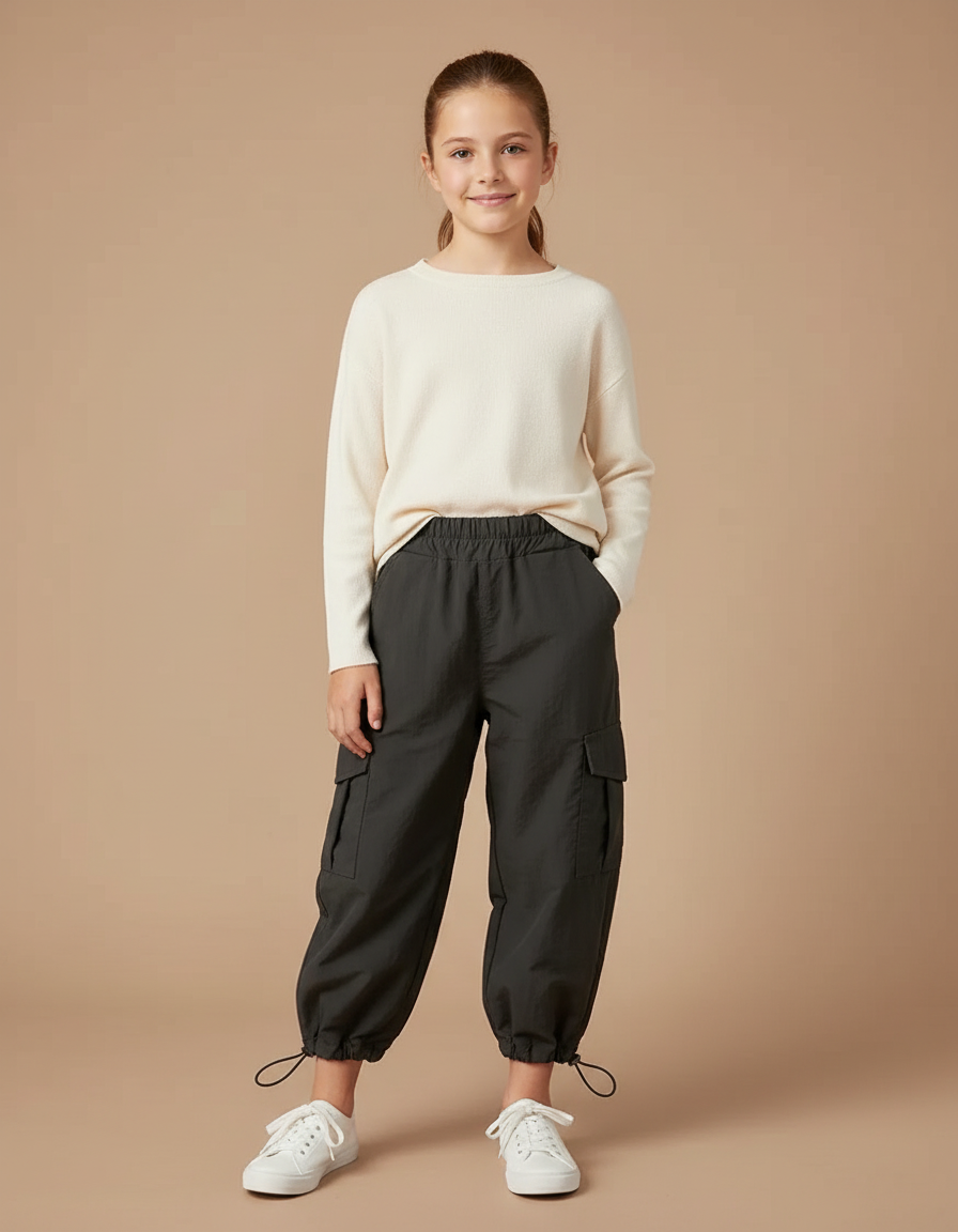 Pantalon Cargo Cropped - Kaki Polyester