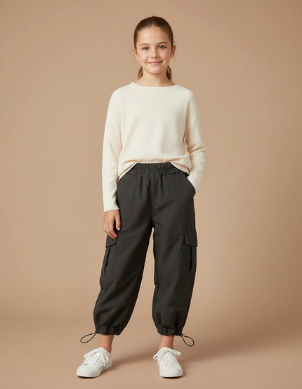 Pantalon Cargo Cropped - Kaki Polyester