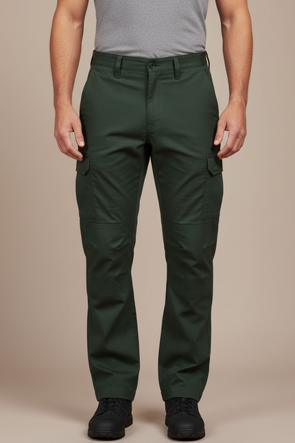 Pantalon Cargo Vert Militaire Homme Multi-Poches - Toile
