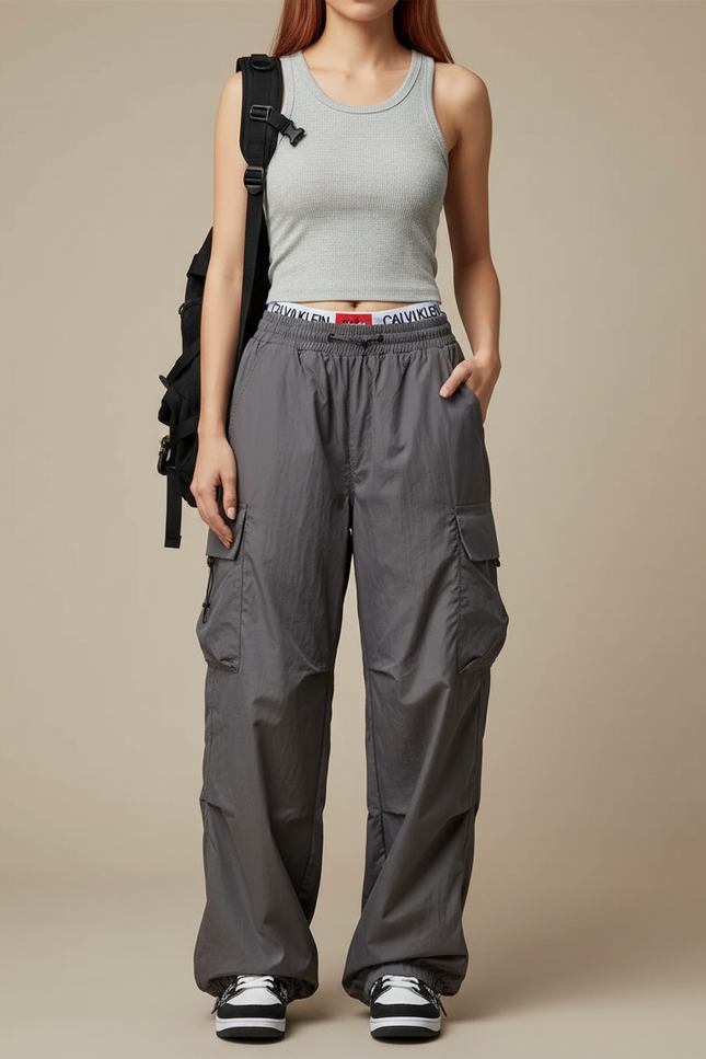 Pantalon Cargo Nylon - Gris Polyester
