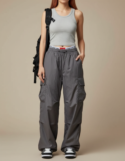 Pantalon Cargo Nylon - Gris Polyester