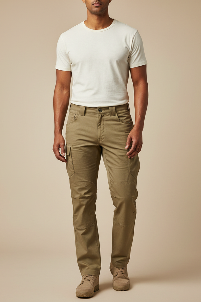 Pantalon Cargo Kaki Coton Ample Renforcé Homme