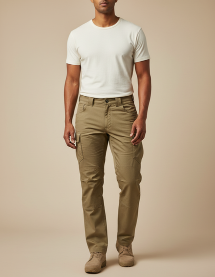Pantalon Cargo Kaki Coton Ample Renforcé Homme